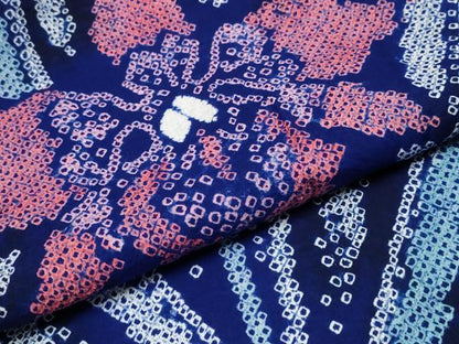 平和屋着物∴夏物　浴衣　有松鳴海絞り　草花文　綿　逸品　CABJ0016ng