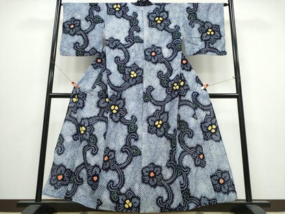 平和屋着物∴夏物　浴衣　有松鳴海絞り　花唐草文　綿　逸品　CABJ0017ng