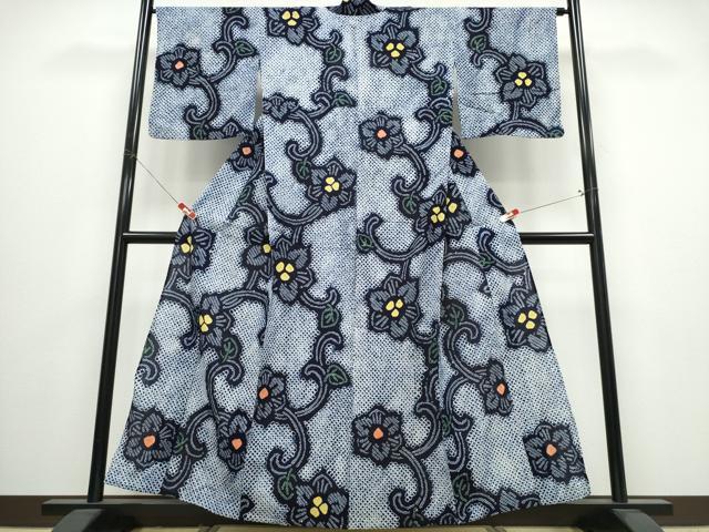 平和屋着物∴夏物　浴衣　有松鳴海絞り　花唐草文　綿　逸品　CABJ0017ng
