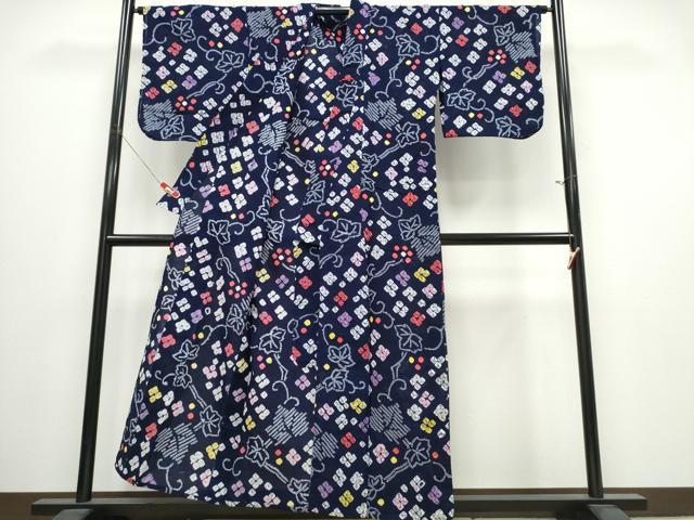 平和屋着物∴夏物　浴衣　有松鳴海絞り　蔦の葉花文　綿　逸品　CABJ0019ng