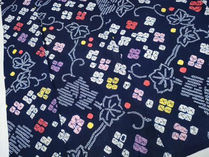 平和屋着物∴夏物　浴衣　有松鳴海絞り　蔦の葉花文　綿　逸品　CABJ0019ng