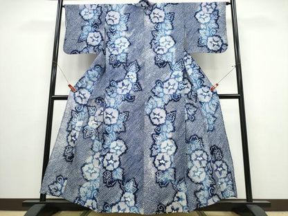 平和屋着物∴夏物　浴衣　有松鳴海絞り　朝顔　綿　逸品　CABJ0021ng