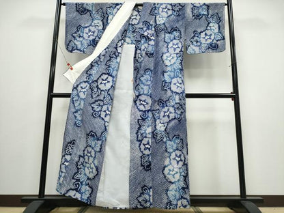 平和屋着物∴夏物　浴衣　有松鳴海絞り　朝顔　綿　逸品　CABJ0021ng