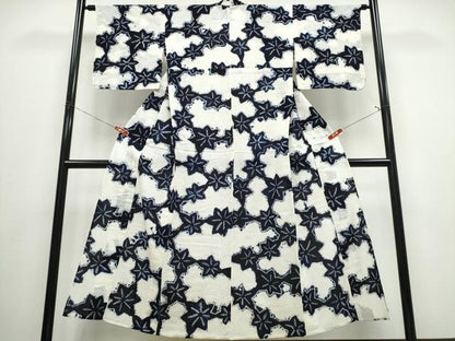 平和屋着物∴夏物　浴衣　有松鳴海絞り　舞葉文　綿　逸品　CABJ0023ng
