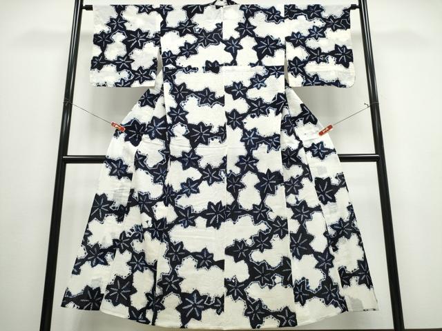 平和屋着物∴夏物　浴衣　有松鳴海絞り　舞葉文　綿　逸品　CABJ0023ng