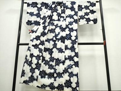 平和屋着物∴夏物　浴衣　有松鳴海絞り　舞葉文　綿　逸品　CABJ0023ng