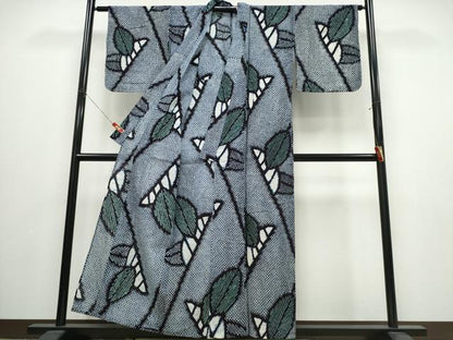 平和屋着物∴夏物　浴衣　有松鳴海絞り　枝葉文　綿　逸品　CABJ0024ng