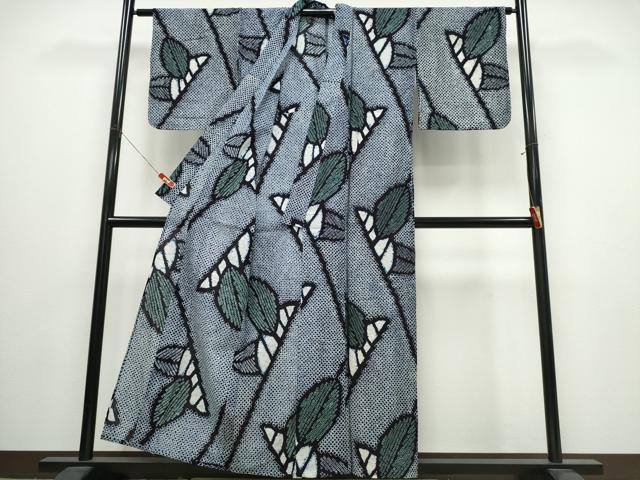 平和屋着物∴夏物　浴衣　有松鳴海絞り　枝葉文　綿　逸品　CABJ0024ng