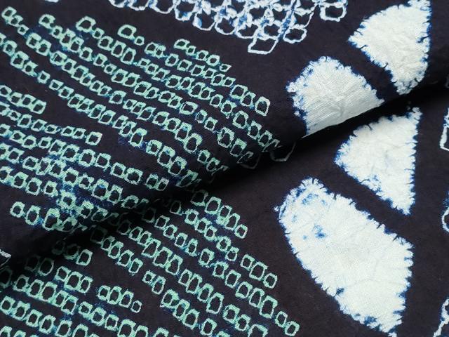 平和屋着物∴夏物　浴衣　有松鳴海絞り　枝葉文　綿　逸品　CABJ0024ng
