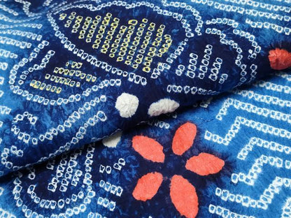 平和屋着物∴夏物　浴衣　有松鳴海絞り　舞蝶花文　綿　逸品　CABJ0025ng
