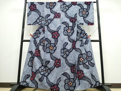 平和屋着物∴夏物　浴衣　有松鳴海絞り　舞花文　綿　逸品　CABJ0028ng