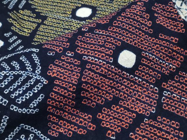 平和屋着物∴夏物　浴衣　有松鳴海絞り　舞葉花文　綿　逸品　CABJ0029ng