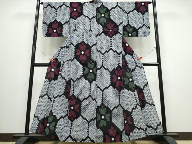 平和屋着物∴夏物　浴衣　有松鳴海絞り　亀甲花文　綿　逸品　未使用　CABJ0030ng