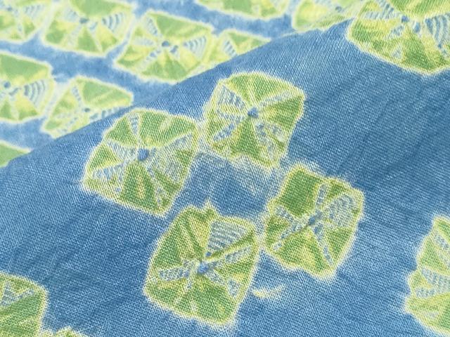 平和屋着物∴夏物　浴衣　有松鳴海絞り　蜘蛛絞り　斜線花文　綿　逸品　CABJ0031ng