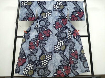 平和屋着物∴夏物　浴衣　有松鳴海絞り　流水菊文　綿　逸品　CABJ0033ng