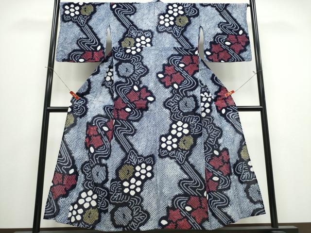 平和屋着物∴夏物　浴衣　有松鳴海絞り　流水菊文　綿　逸品　CABJ0033ng