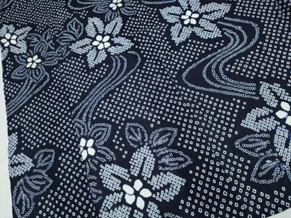 平和屋着物∴夏物　浴衣　有松鳴海絞り　流水花文　綿　逸品　CABJ0034ng