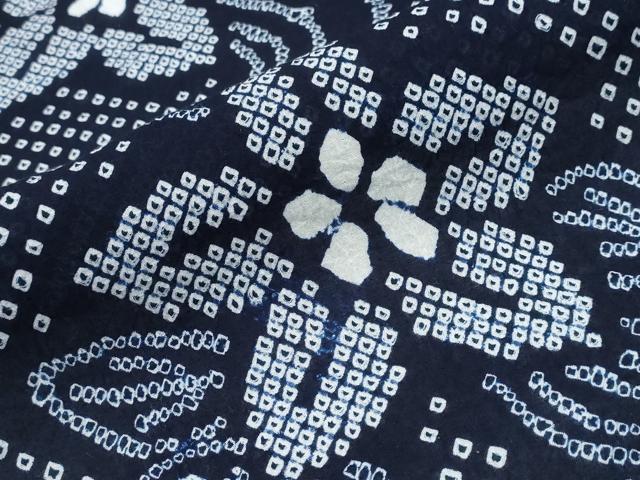 平和屋着物∴夏物　浴衣　有松鳴海絞り　流水花文　綿　逸品　CABJ0034ng