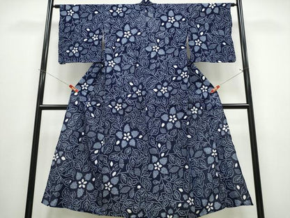 平和屋着物∴夏物　浴衣　有松鳴海絞り　枝花文　綿　逸品　CABJ0035ng