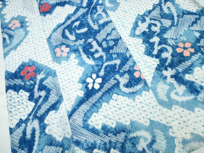 平和屋着物∴夏物　浴衣　有松鳴海絞り　いろは歌流水花文　綿　逸品　CABJ0036ng