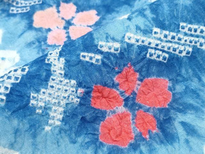 平和屋着物∴夏物　浴衣　有松鳴海絞り　いろは歌流水花文　綿　逸品　CABJ0036ng