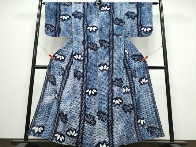 平和屋着物∴夏物　浴衣　有松鳴海絞り　笹竹文　綿　逸品　CABJ0037ng