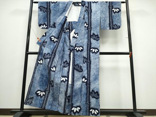 平和屋着物∴夏物　浴衣　有松鳴海絞り　笹竹文　綿　逸品　CABJ0037ng