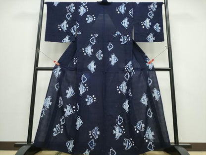 平和屋着物∴夏物　浴衣　有松鳴海絞り　熱帯魚　綿　逸品　CABJ0038ng