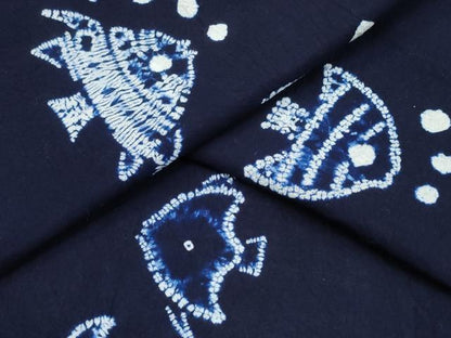 平和屋着物∴夏物　浴衣　有松鳴海絞り　熱帯魚　綿　逸品　CABJ0038ng
