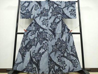 平和屋着物∴夏物　浴衣　有松鳴海絞り　百合　綿　逸品　CABJ0040ng