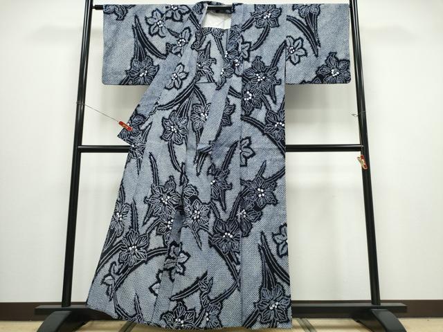 平和屋着物∴夏物　浴衣　有松鳴海絞り　百合　綿　逸品　CABJ0040ng