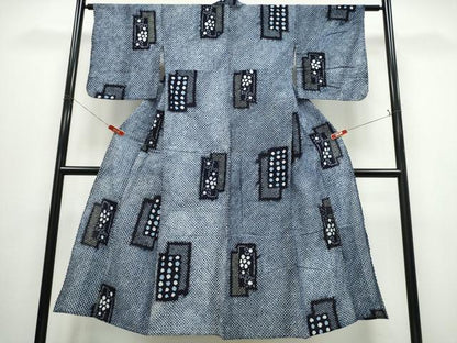 平和屋着物∴夏物　浴衣　有松鳴海絞り　短冊重ね文　綿　逸品　CABJ0042ng