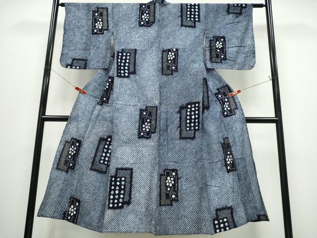 平和屋着物∴夏物　浴衣　有松鳴海絞り　短冊重ね文　綿　逸品　CABJ0042ng