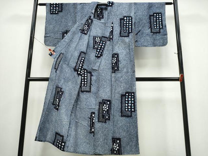 平和屋着物∴夏物　浴衣　有松鳴海絞り　短冊重ね文　綿　逸品　CABJ0042ng