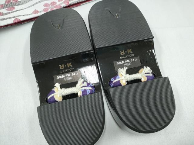 平和屋着物∴夏物　浴衣・つけ帯・下駄セット 　燕　枝菊文　綿　逸品　未使用　CABJ0043ng