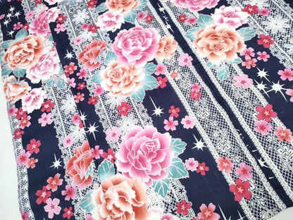 平和屋着物∴夏物　浴衣　レース薔薇間道　ラメ　綿　逸品　未使用　CABJ0046ng