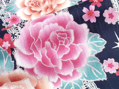 平和屋着物∴夏物　浴衣　レース薔薇間道　ラメ　綿　逸品　未使用　CABJ0046ng