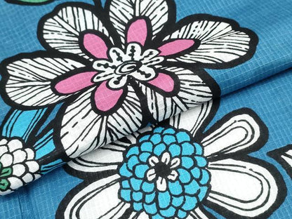 平和屋着物∴夏物　浴衣　綿紅梅　洋花文　綿　逸品　未使用　CABJ0048ng