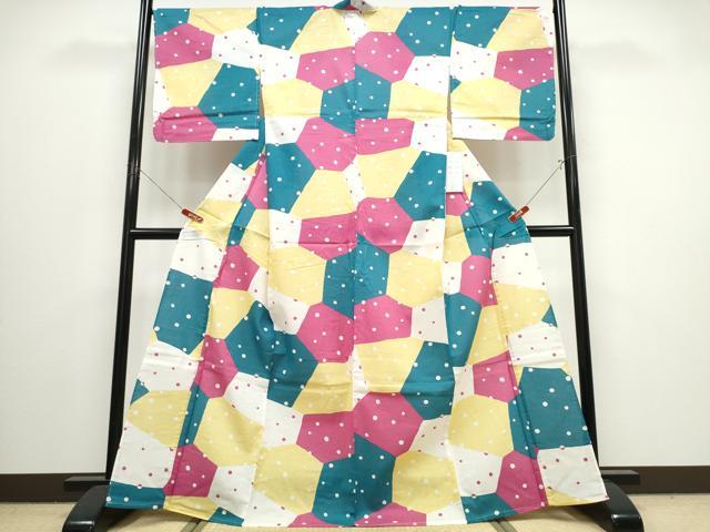 平和屋着物∴夏物　浴衣　切嵌文　綿　逸品　未使用　CABJ0049ng