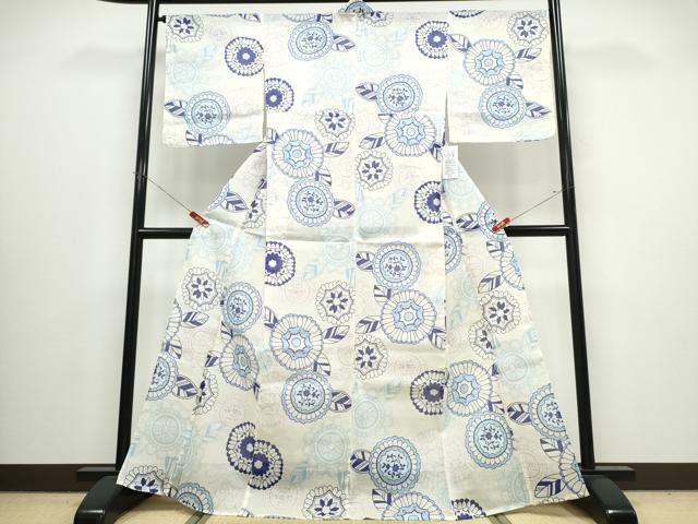 平和屋着物∴夏物　浴衣　綿紅梅　花丸文　綿　逸品　未使用　CABJ0050ng