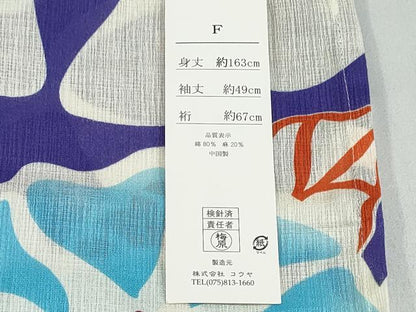 平和屋着物∴夏物　浴衣・小紋兼用　朝顔　綿麻　逸品　未使用　CABJ0055ng
