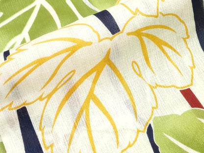平和屋着物∴夏物　浴衣・小紋兼用　葡萄　綿麻　逸品　未使用　CABJ0057ng