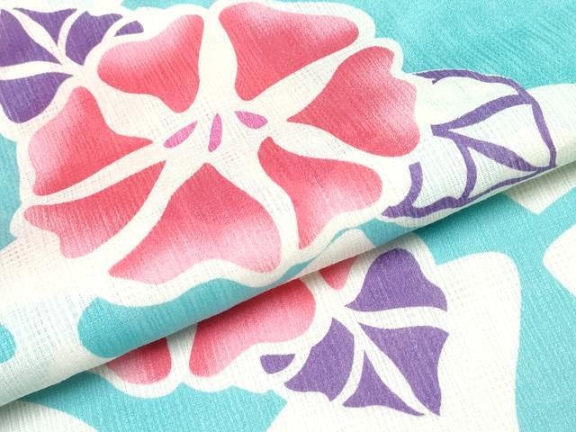 平和屋着物∴夏物　浴衣・小紋兼用　朝顔　綿麻　逸品　未使用　CABJ0058ng