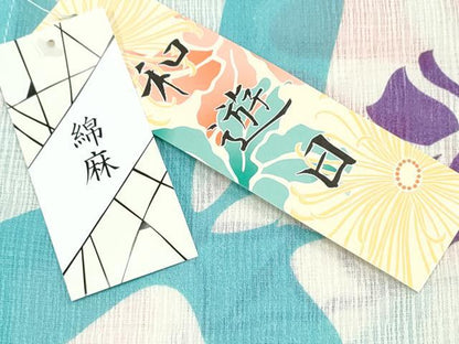 平和屋着物∴夏物　浴衣・小紋兼用　朝顔　綿麻　逸品　未使用　CABJ0058ng