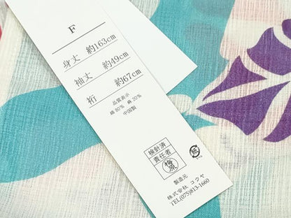 平和屋着物∴夏物　浴衣・小紋兼用　朝顔　綿麻　逸品　未使用　CABJ0058ng