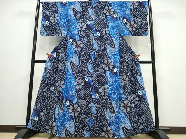 平和屋着物∴夏物　浴衣　吉祥舞花文　綿　逸品　CABJ0059ng