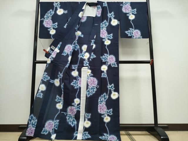 平和屋着物∴世界的ファッションデザイナー　山本寛斎　kansaiブランド　夏物　浴衣　朝顔　金彩　日本製　綿　逸品　CABJ0060ng