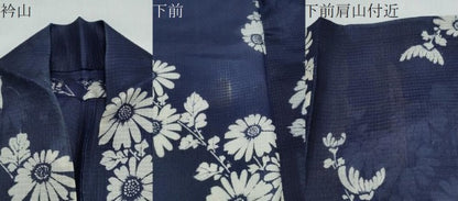 平和屋着物∴夏物　浴衣・小紋兼用　絹紅梅　手縫い　枝菊文　絹綿　逸品　CABJ0064ng