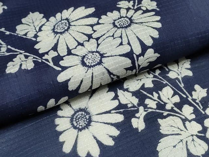 平和屋着物∴夏物　浴衣・小紋兼用　絹紅梅　手縫い　枝菊文　絹綿　逸品　CABJ0064ng