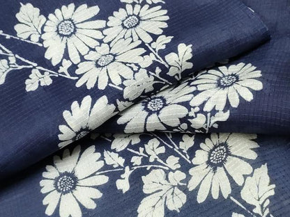 平和屋着物∴夏物　浴衣・小紋兼用　絹紅梅　手縫い　枝菊文　絹綿　逸品　CABJ0064ng